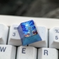 1U Ice Crystal Anodizing Color Ti-alloy Artisan Keycaps Precision Pointillism for Mechanical Keyboard -Starry Night Cat